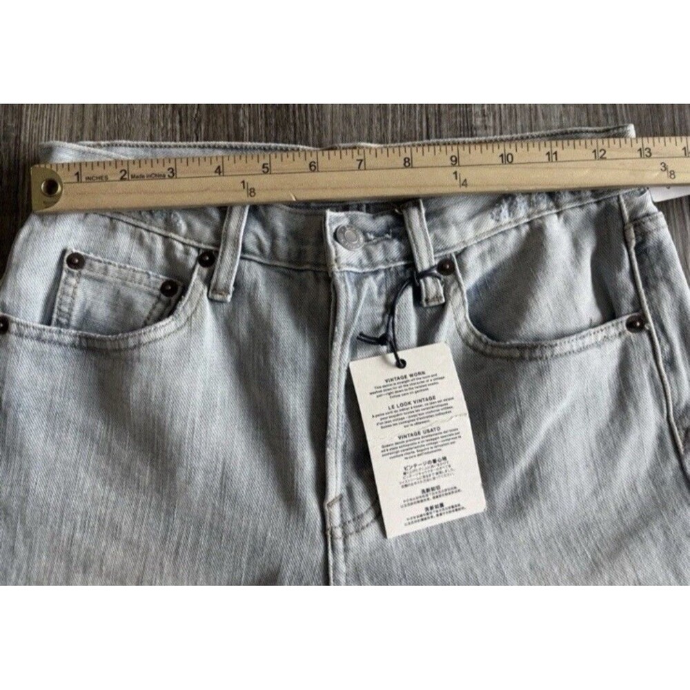 GAP 1969 Vintage Straight Distressed 100% Cotton Raw Hem Button Fly Jeans 24R - Picture 3 of 10